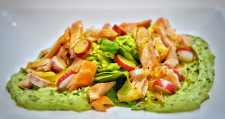 Featured Image of Hot-smoked salmon fillets with herby avocado
