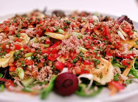 Featured image for Turkish Style Tuna & Halloumi Salad with Herby Salsa